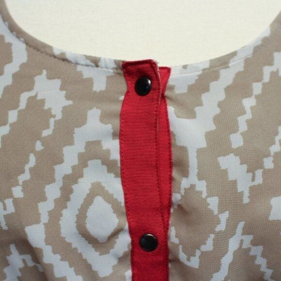 Charming Charlie Tan & Red Chiffon Dress S - Picture 3 of 5